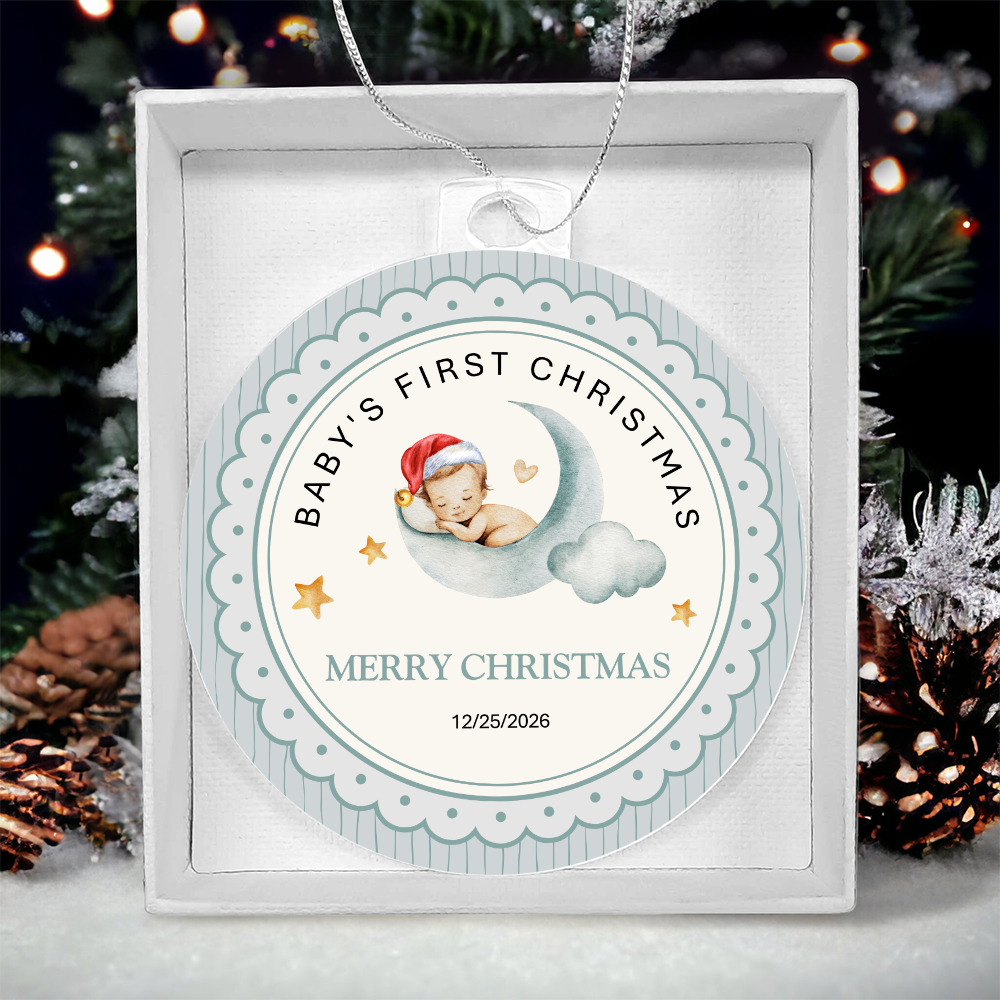 Baby's First Christmas Ornament — Acrylic Keepsake with Date | Newborn Gift