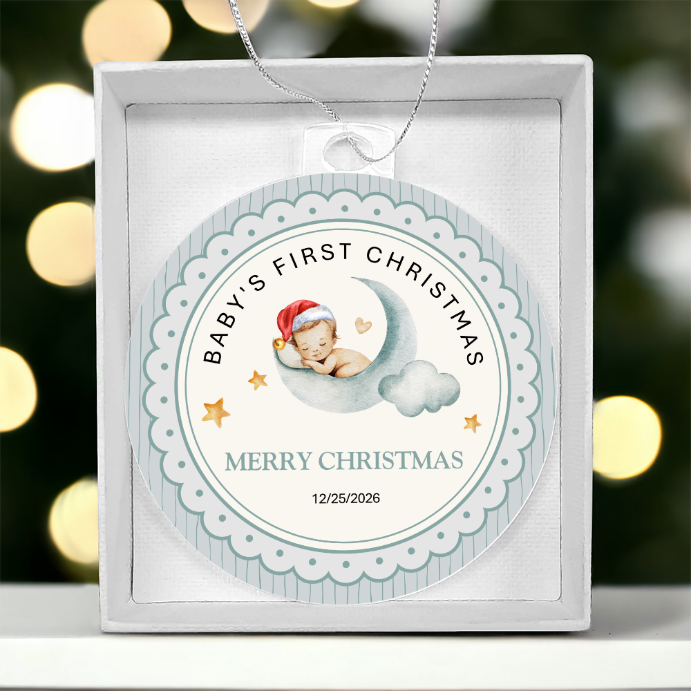 Baby's First Christmas Ornament — Acrylic Keepsake with Date | Newborn Gift