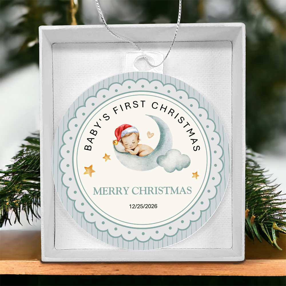 Baby's First Christmas Ornament — Acrylic Keepsake with Date | Newborn Gift