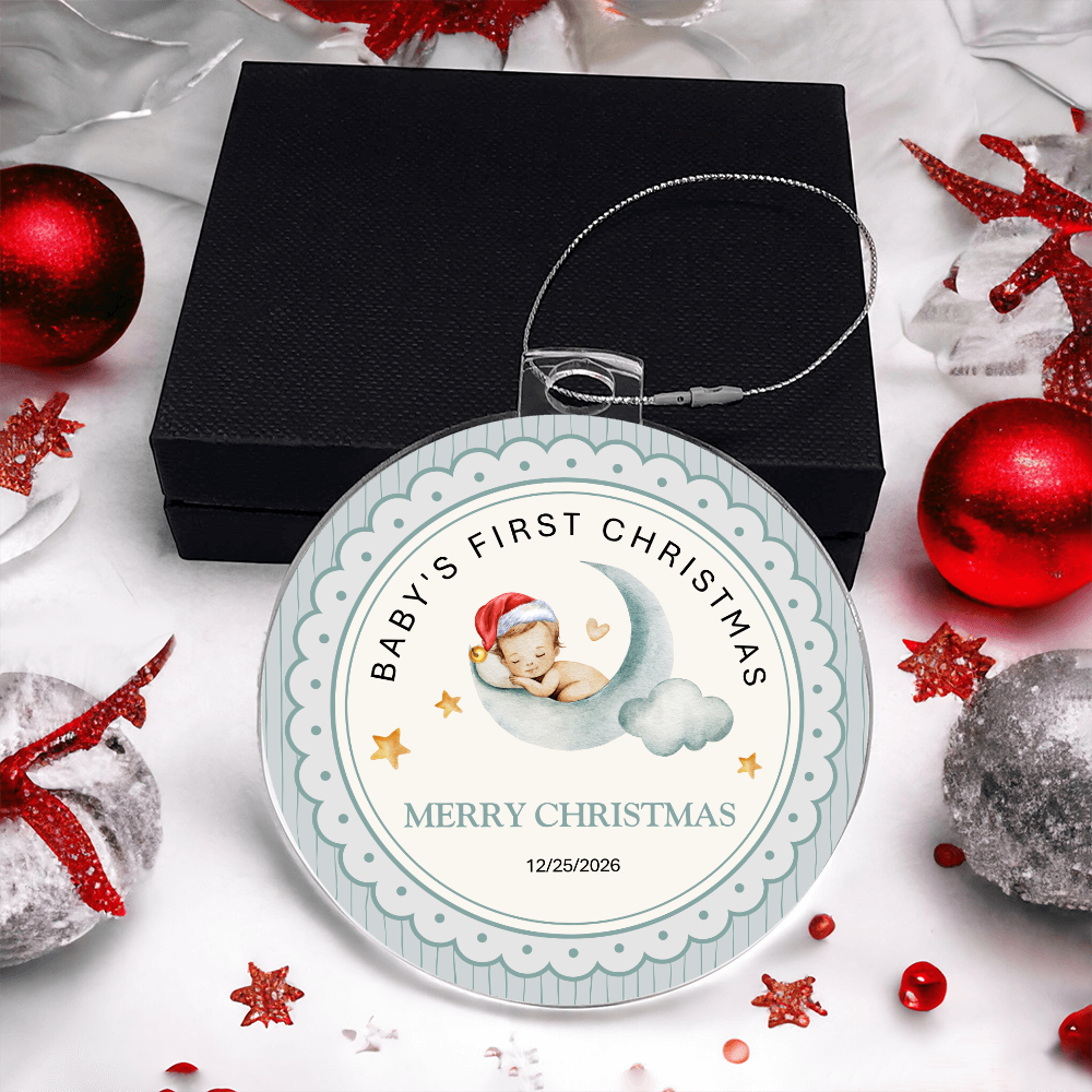 Baby's First Christmas Ornament — Acrylic Keepsake with Date | Newborn Gift