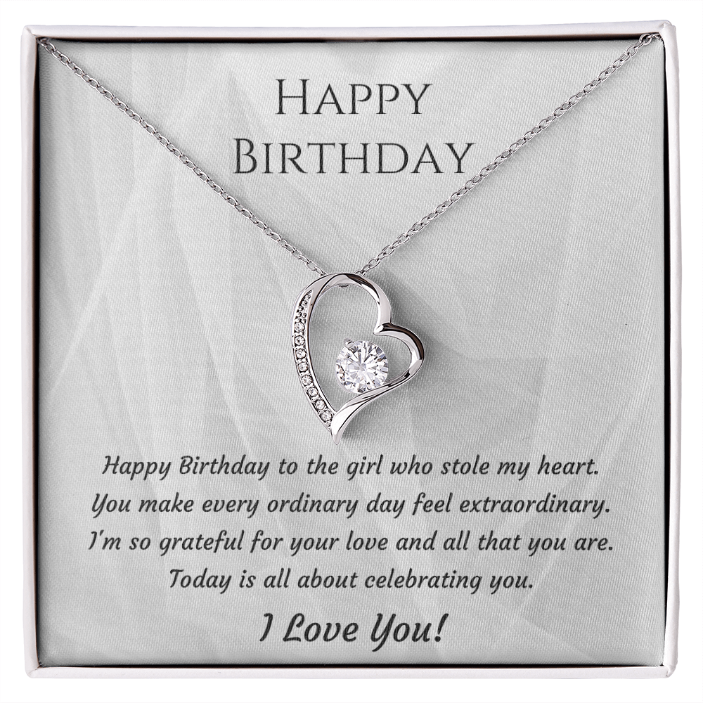 To My Girlfriend Forever Love Necklace – Birthday Gift for Her with Message Card & Gift Box