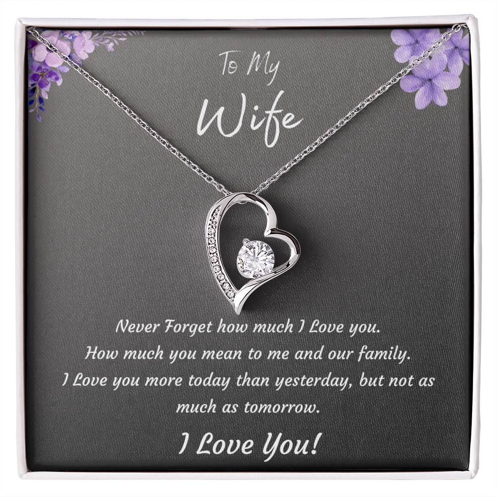 Forever Love 14k White Gold or 18k Yellow Gold Plated Necklace for Wife Birthday Valentines Day Anniversary Mothers Day Gifts for Wife