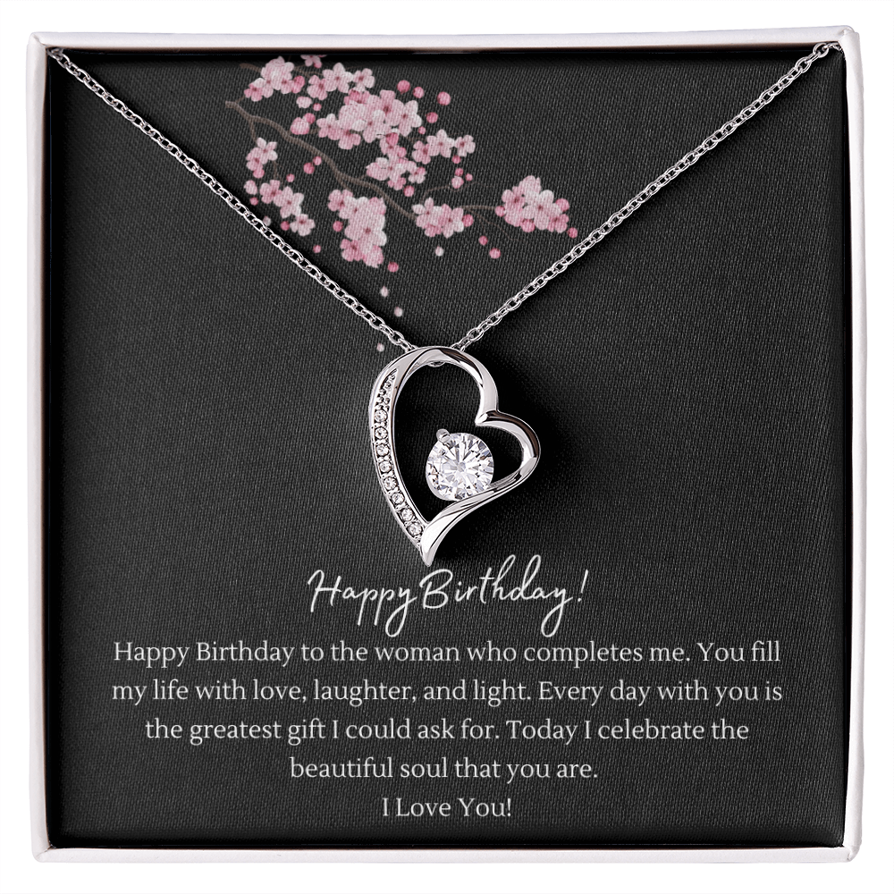 Happy Birthday Forever Love Heart Necklace for Wife — Crystal Heart Pendant Gift from Husband | BrillianceAura