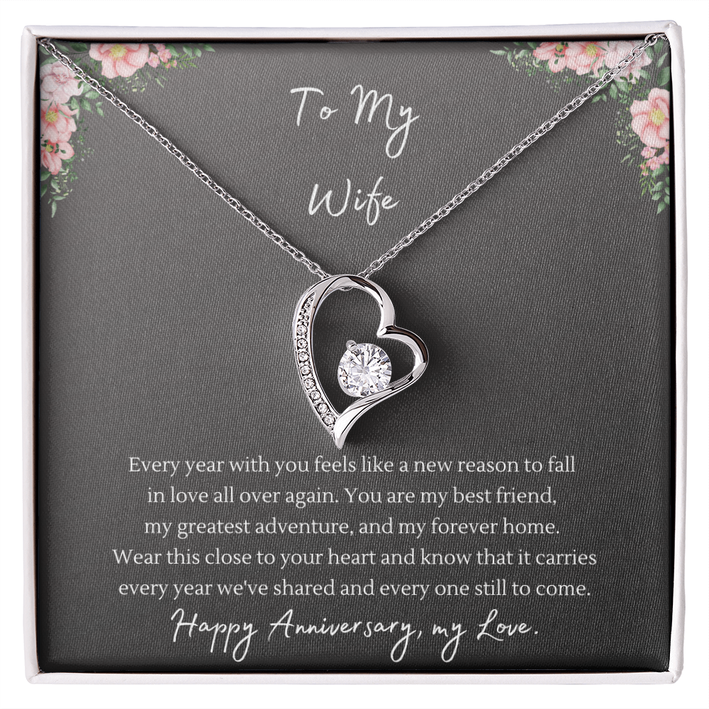 Forever Love Necklace – Anniversary Gift for Wife, Heart Pendant Necklace