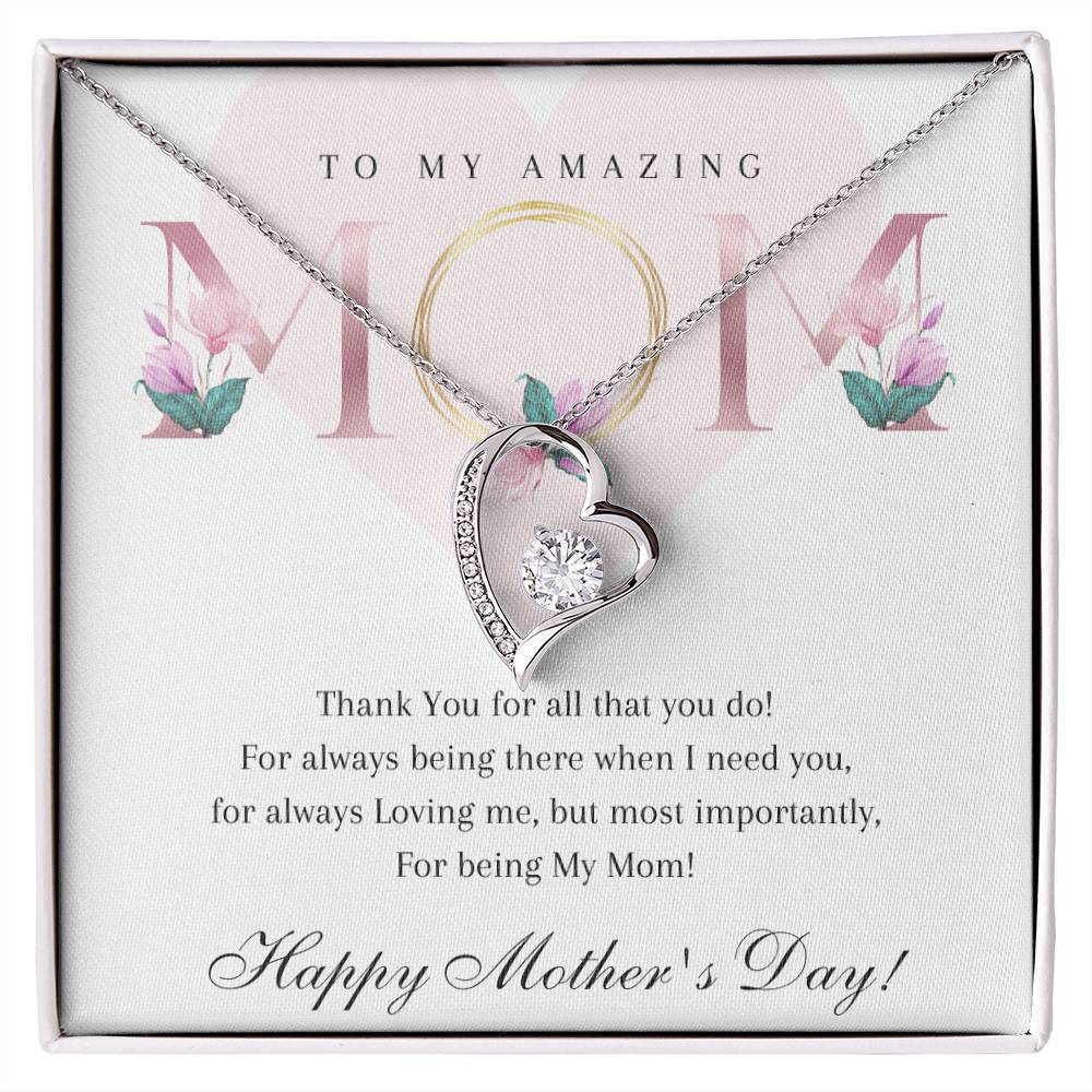 Mother's Day 14k White or 18k Yellow Gold Heart Necklace