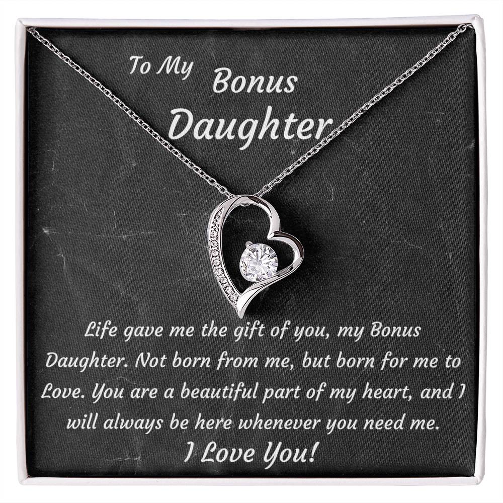 Bonus Daughter 14k White Gold or 18k Yellow Gold Plated Heart Necklace