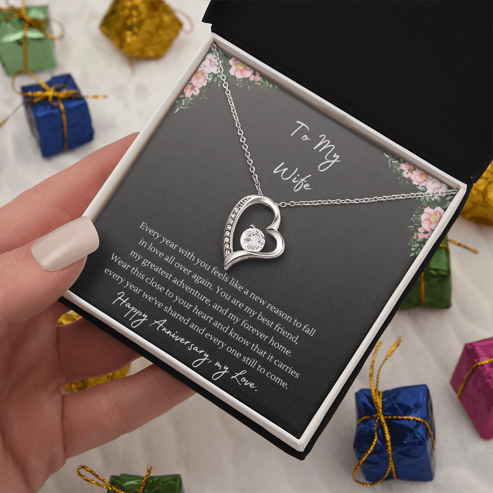 Forever Love Necklace – Anniversary Gift for Wife, Heart Pendant Necklace