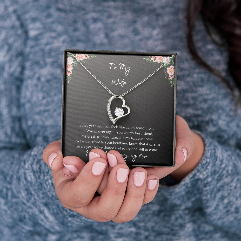 Forever Love Necklace – Anniversary Gift for Wife, Heart Pendant Necklace
