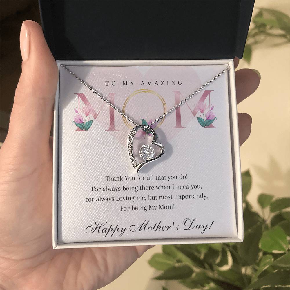 Mother's Day 14k White or 18k Yellow Gold Heart Necklace