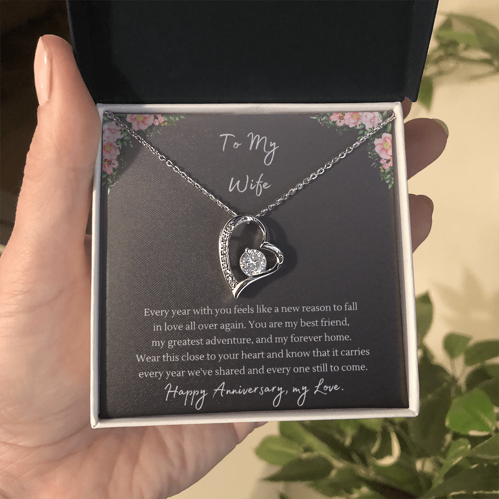 Forever Love Necklace – Anniversary Gift for Wife, Heart Pendant Necklace