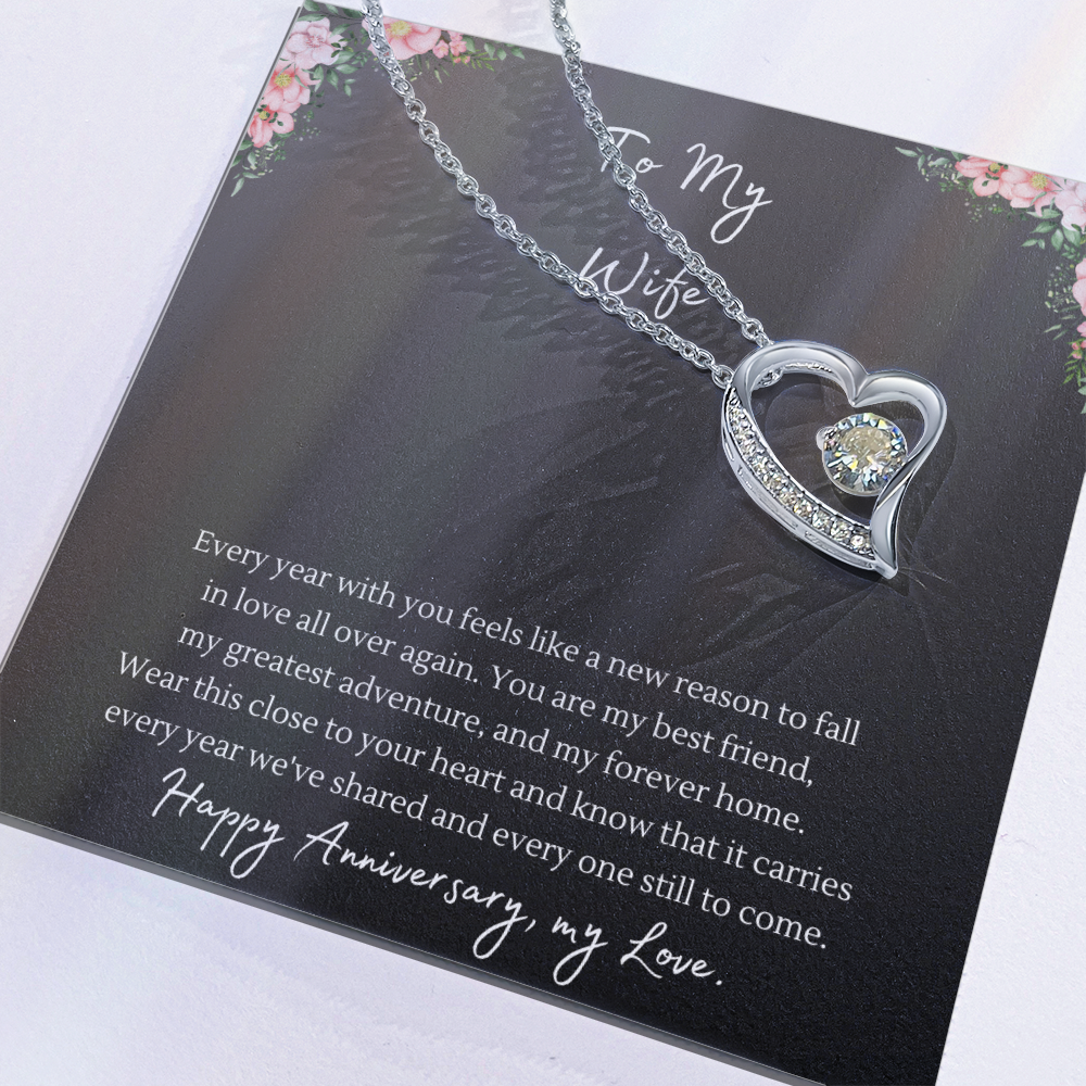 Forever Love Necklace – Anniversary Gift for Wife, Heart Pendant Necklace