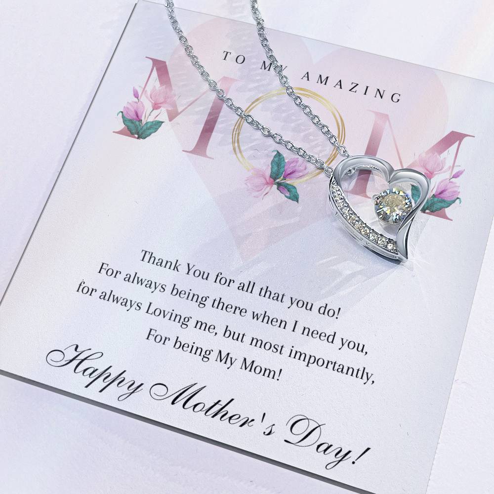 Mother's Day 14k White or 18k Yellow Gold Heart Necklace