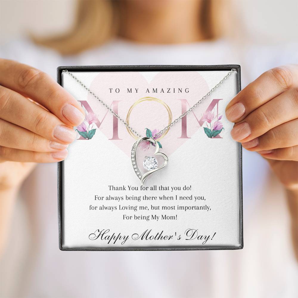 Mother's Day 14k White or 18k Yellow Gold Heart Necklace