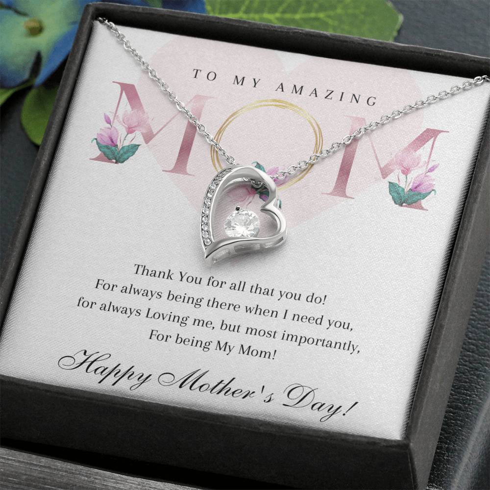 Mother's Day 14k White or 18k Yellow Gold Heart Necklace