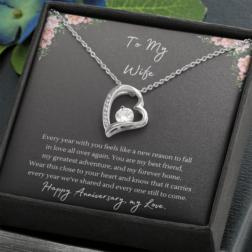 Forever Love Necklace – Anniversary Gift for Wife, Heart Pendant Necklace