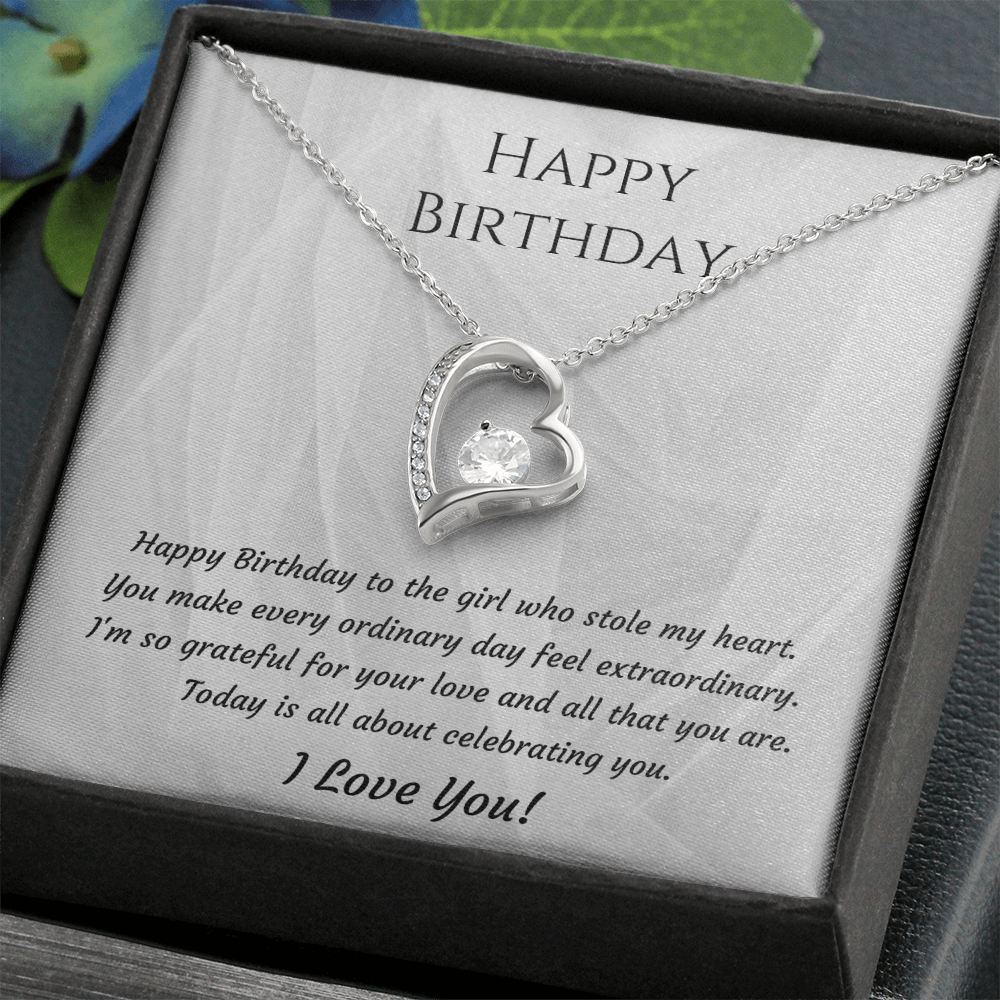 To My Girlfriend Forever Love Necklace – Birthday Gift for Her with Message Card & Gift Box