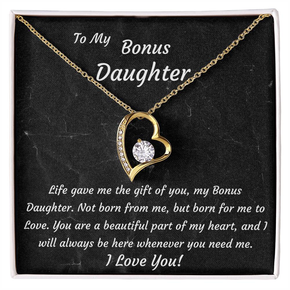 Bonus Daughter 14k White Gold or 18k Yellow Gold Plated Heart Necklace
