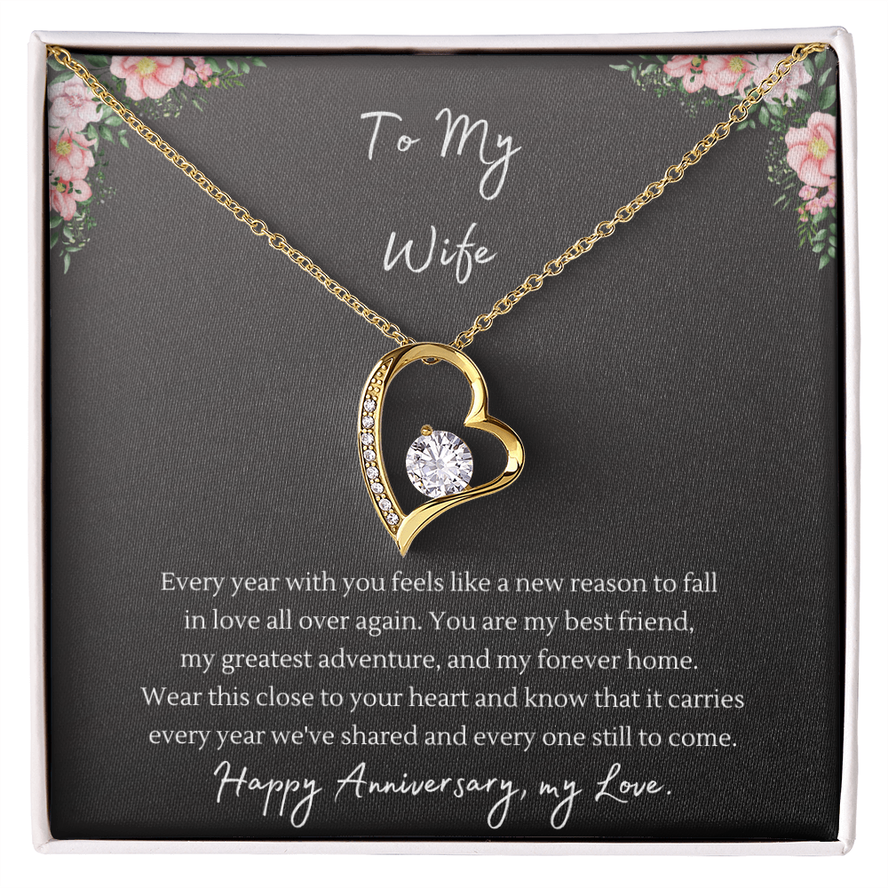 Forever Love Necklace – Anniversary Gift for Wife, Heart Pendant Necklace