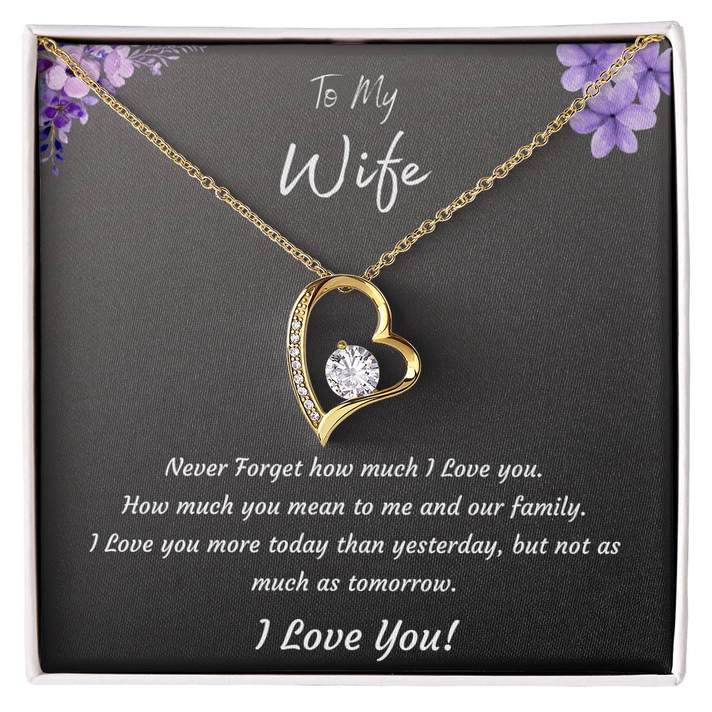 Forever Love 14k White Gold or 18k Yellow Gold Plated Necklace for Wife Birthday Valentines Day Anniversary Mothers Day Gifts for Wife