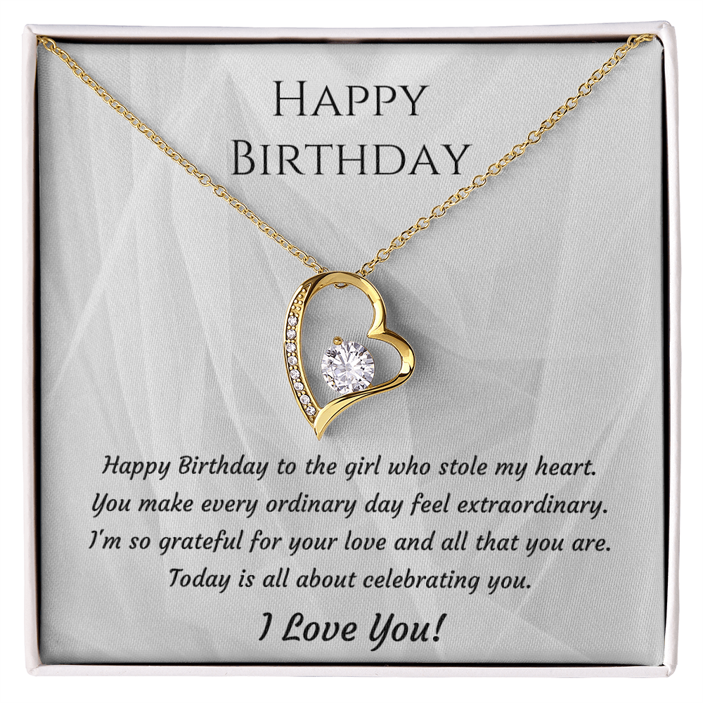 To My Girlfriend Forever Love Necklace – Birthday Gift for Her with Message Card & Gift Box
