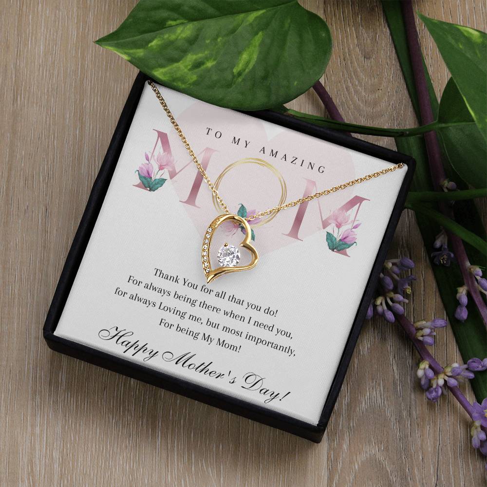 Mother's Day 14k White or 18k Yellow Gold Heart Necklace