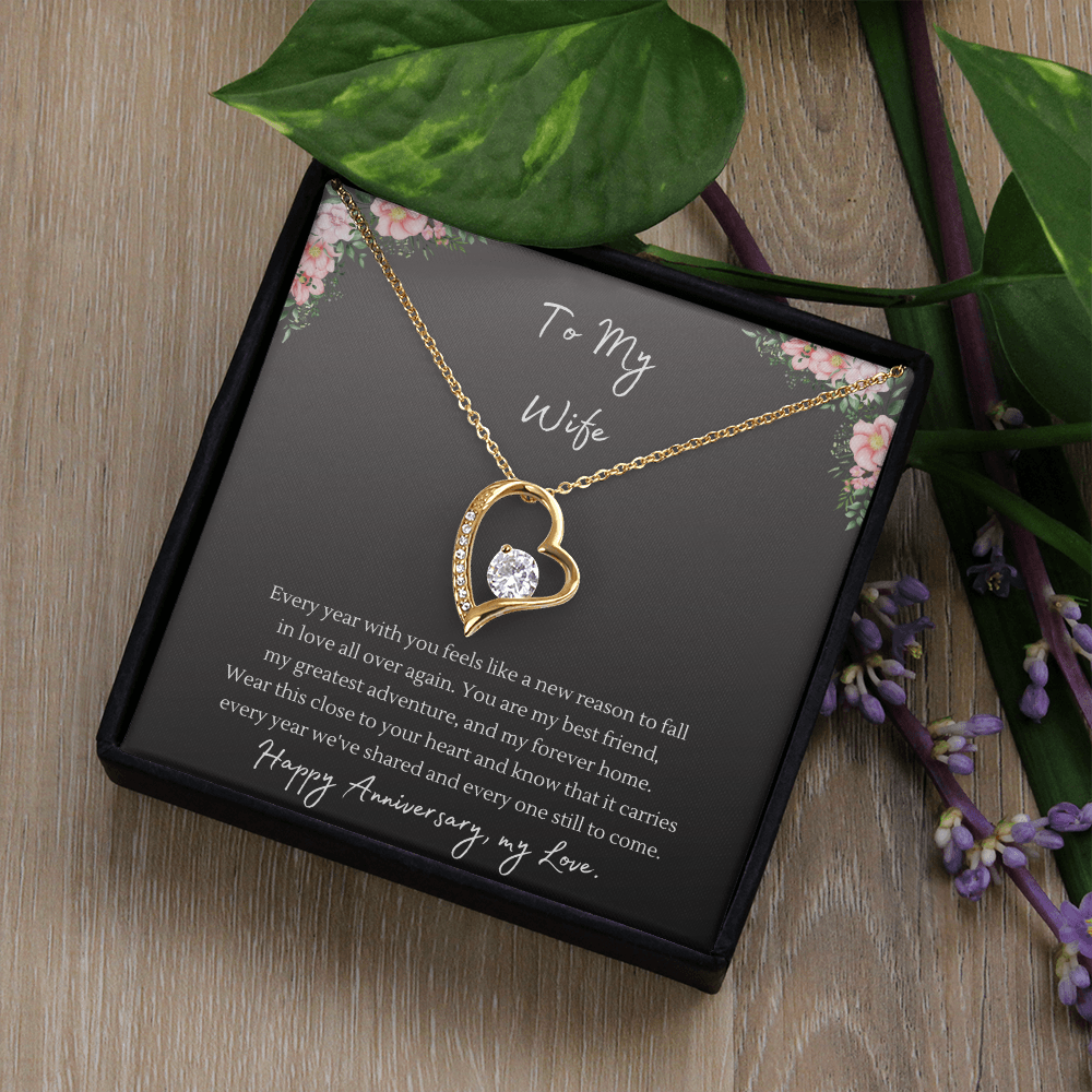 Forever Love Necklace – Anniversary Gift for Wife, Heart Pendant Necklace