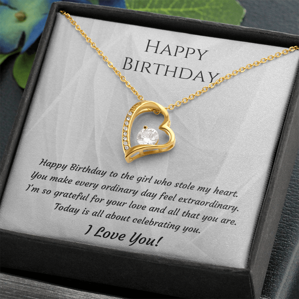 To My Girlfriend Forever Love Necklace – Birthday Gift for Her with Message Card & Gift Box
