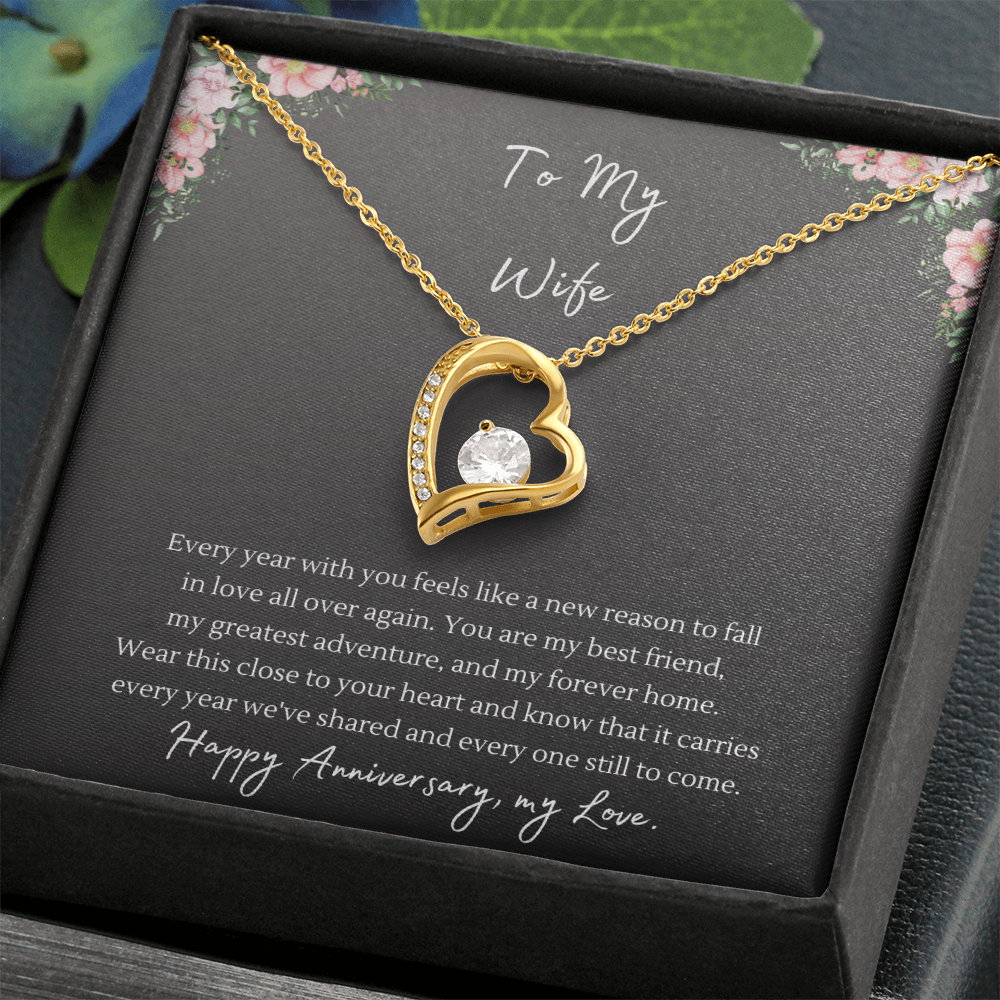 Forever Love Necklace – Anniversary Gift for Wife, Heart Pendant Necklace