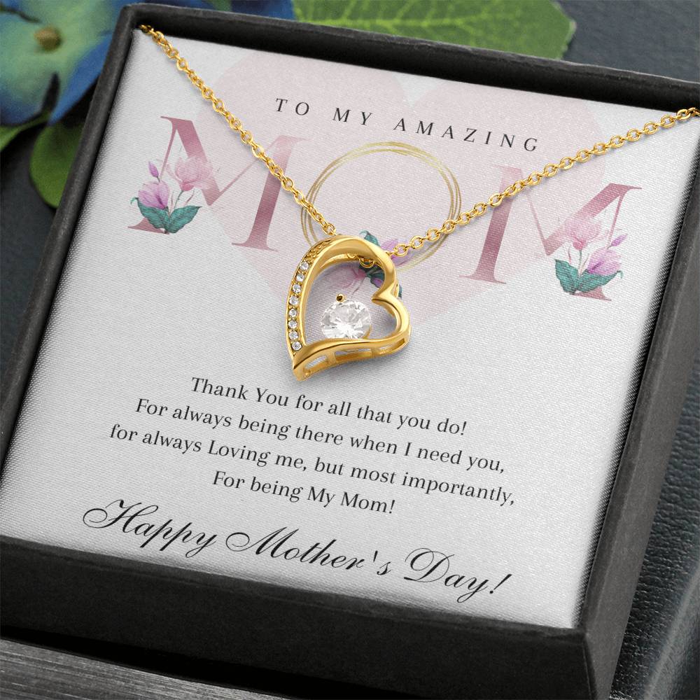 Mother's Day 14k White or 18k Yellow Gold Heart Necklace