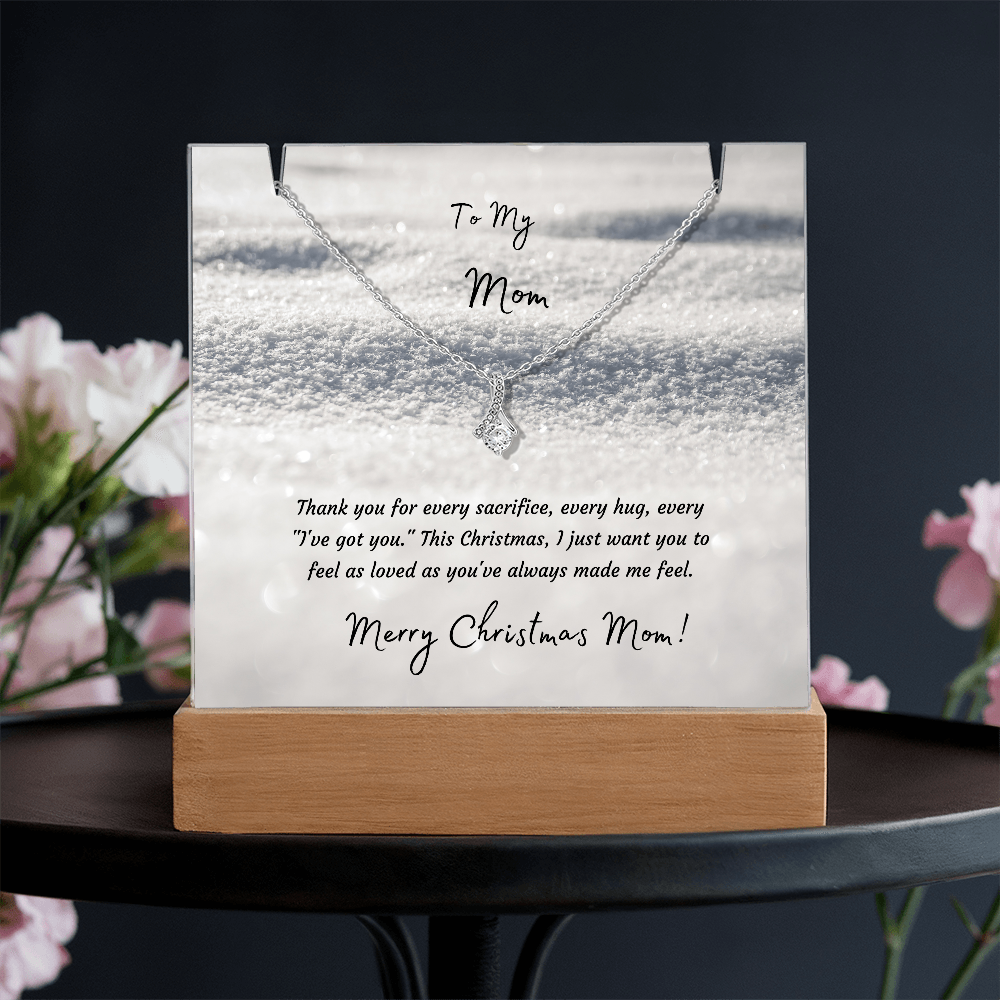 LED Acrylic Plaque with Gold Finish Pendant, Christmas Gift for Mom - Light-Up Keepsake