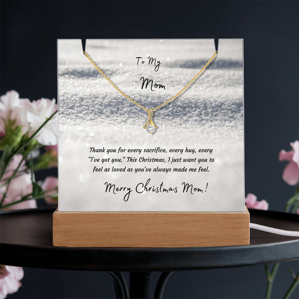 LED Acrylic Plaque with Gold Finish Pendant, Christmas Gift for Mom - Light-Up Keepsake