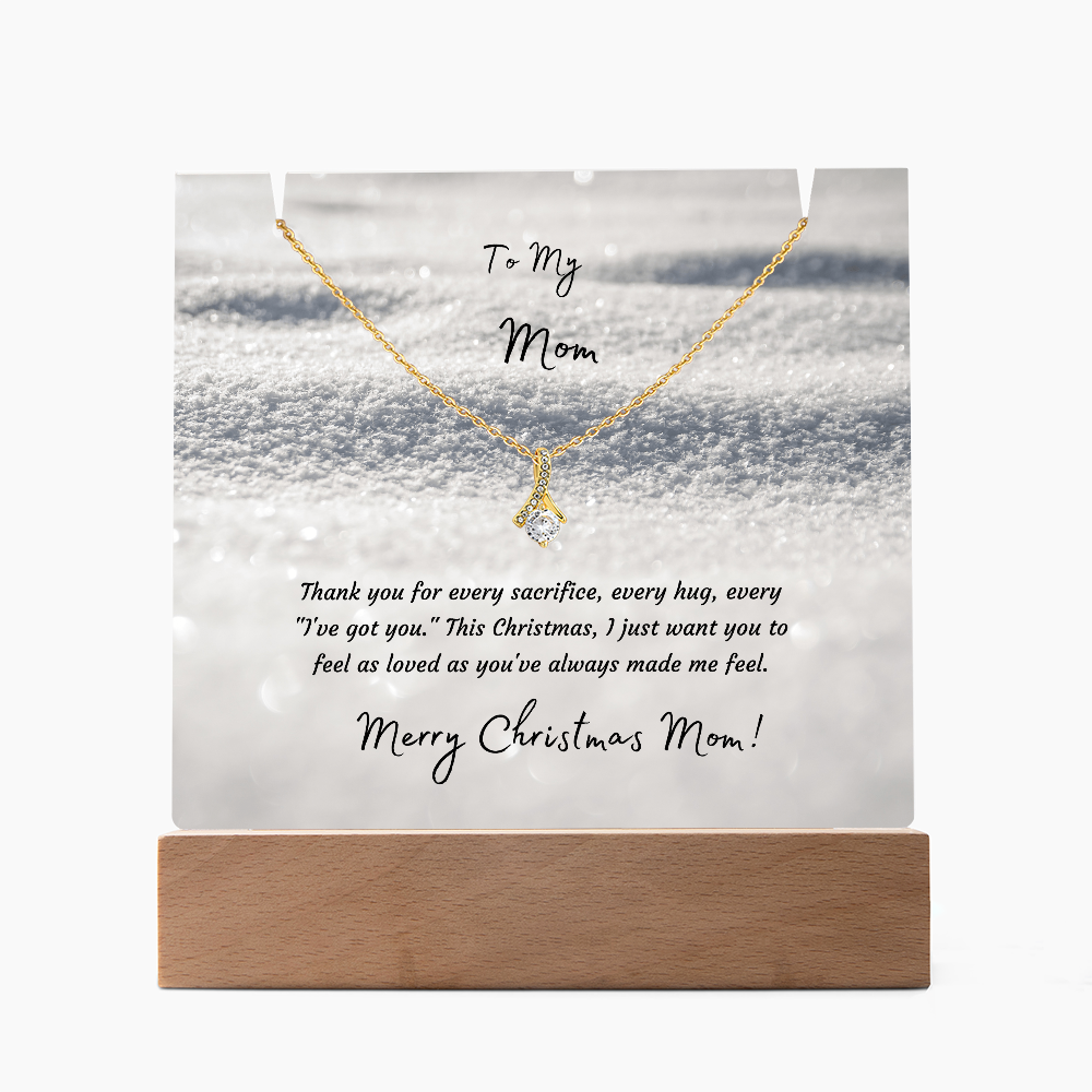 LED Acrylic Plaque with Gold Finish Pendant, Christmas Gift for Mom - Light-Up Keepsake