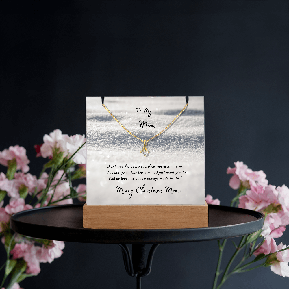 LED Acrylic Plaque with Gold Finish Pendant, Christmas Gift for Mom - Light-Up Keepsake