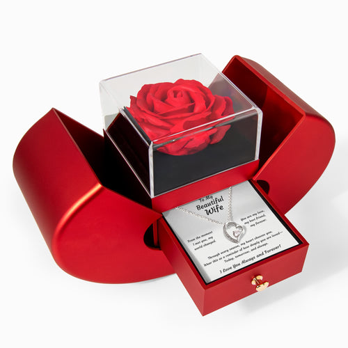 Anniversary Heart Necklace with Rose Soap Gift Box for Wife | Birthday