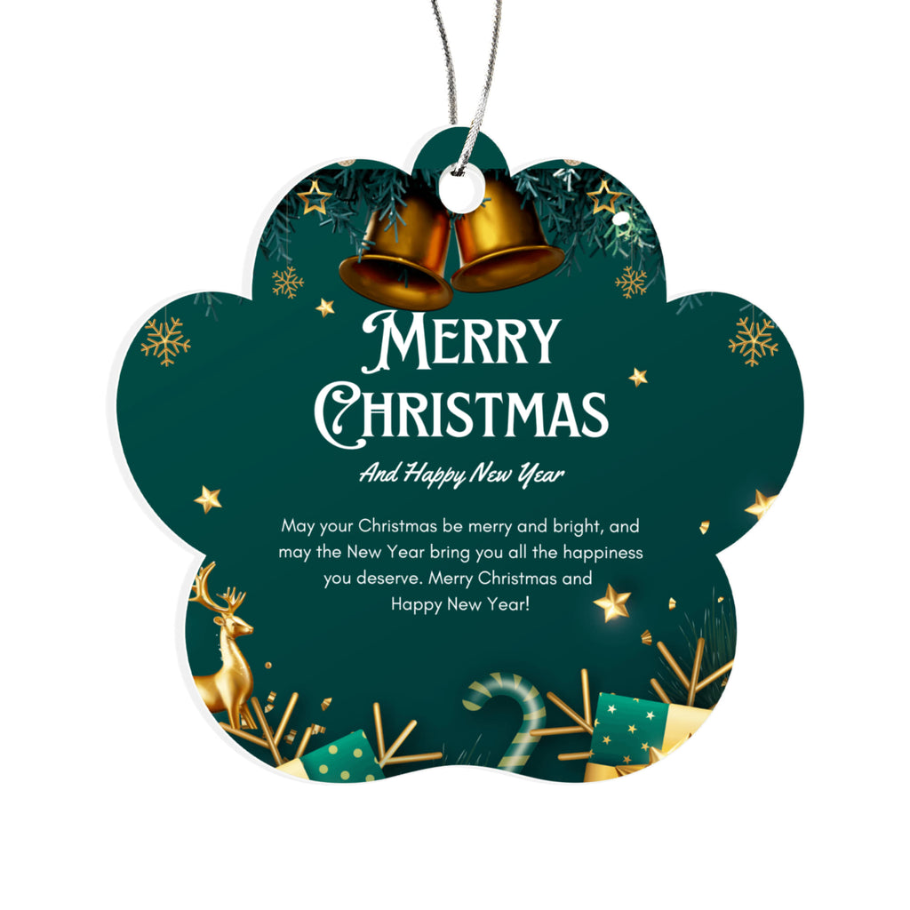 Merry Christmas & Happy New Year Paw Print Ornament | Gift for Dog Lovers & Pet Families