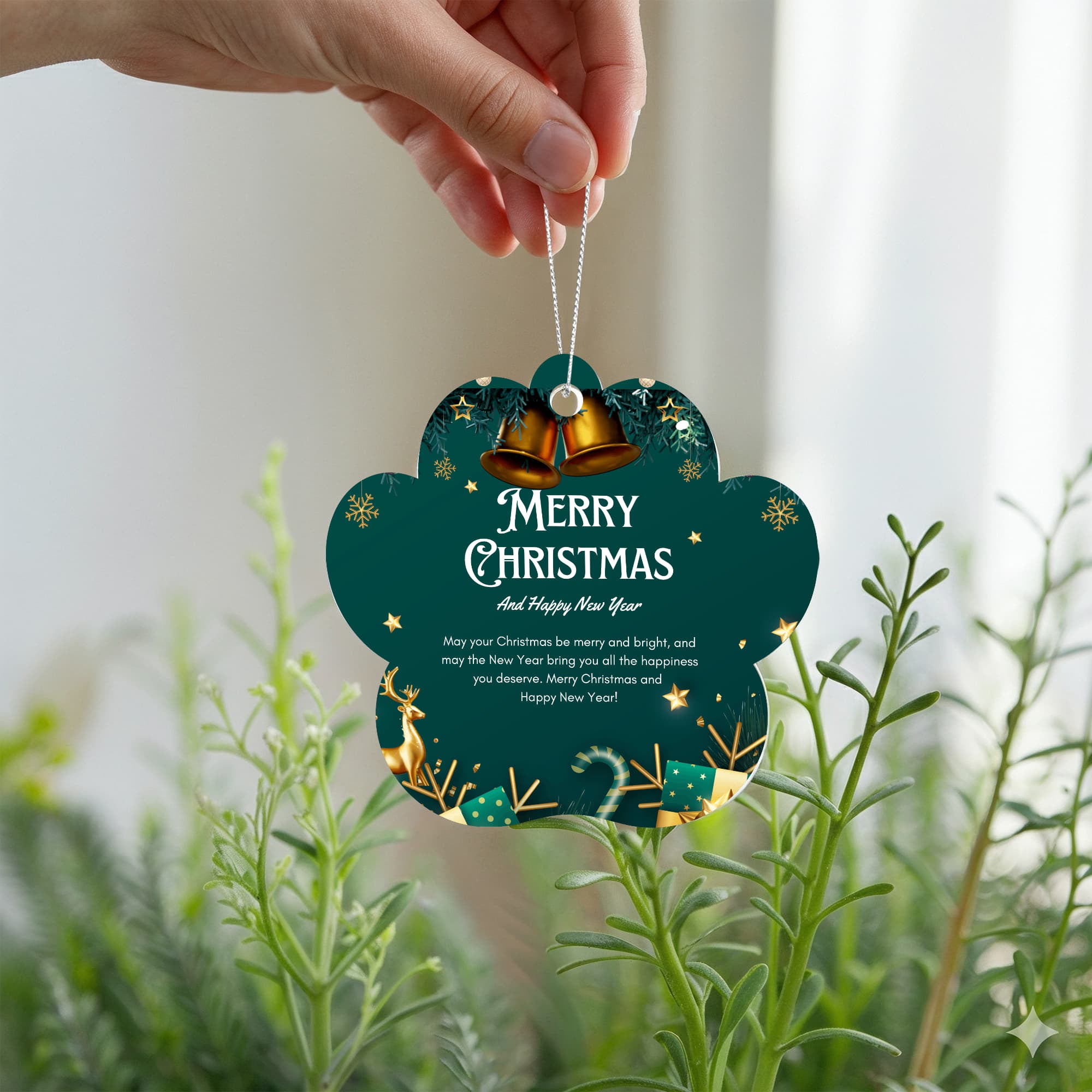 Merry Christmas & Happy New Year Paw Print Ornament | Gift for Dog Lovers & Pet Families