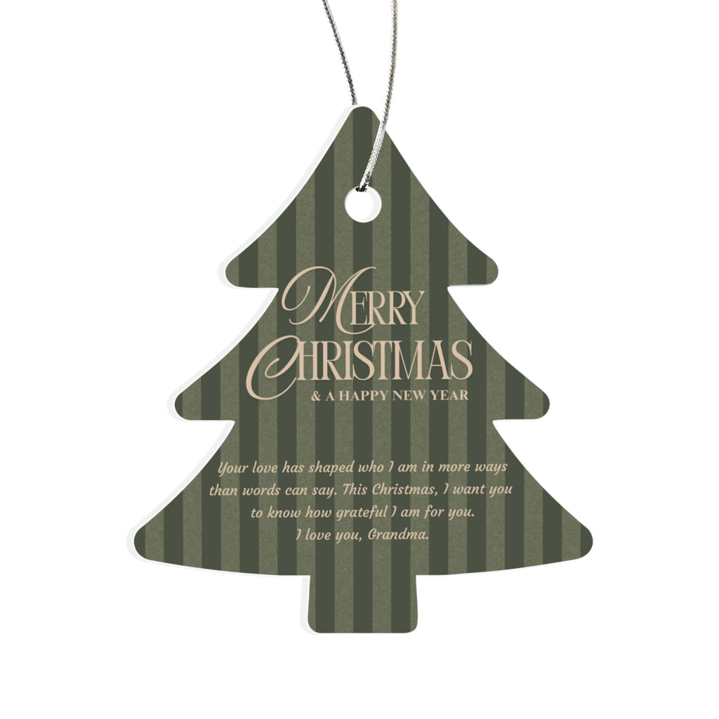 Acrylic Christmas Tree Ornament for Grandma - "Merry Christmas & A Happy New Year" Keepsake with Silver Hanging Cord
