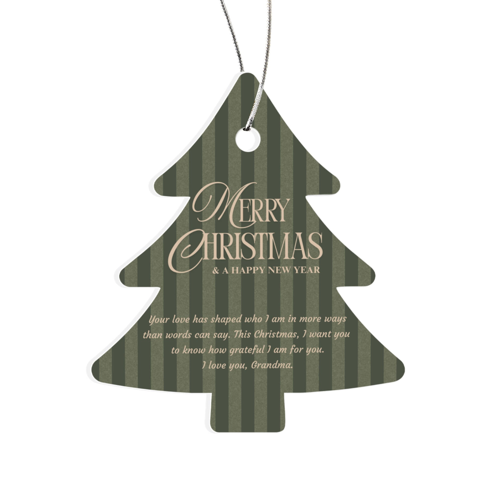 Acrylic Christmas Tree Ornament for Grandma - "Merry Christmas & A Happy New Year" Keepsake with Silver Hanging Cord