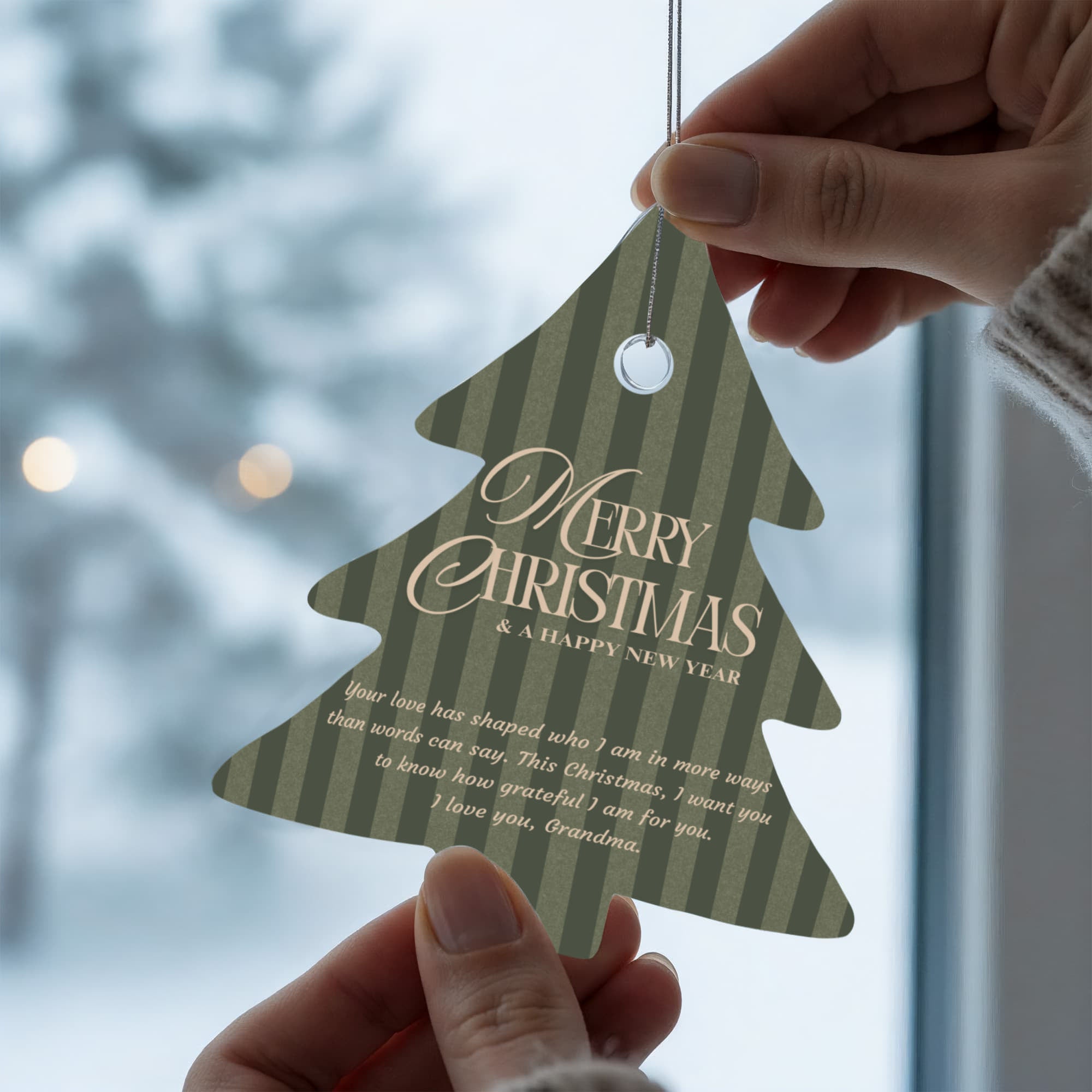 Acrylic Christmas Tree Ornament for Grandma - "Merry Christmas & A Happy New Year" Keepsake with Silver Hanging Cord