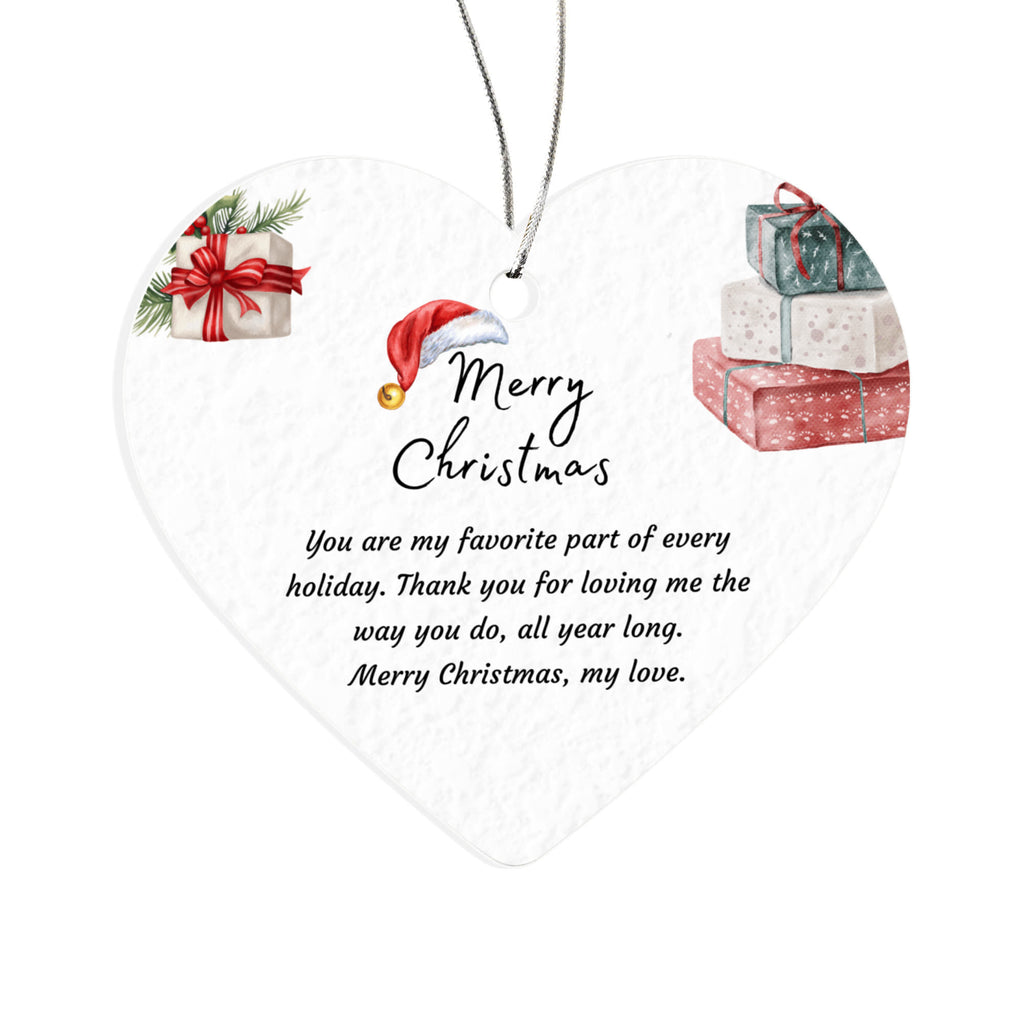 To My Love — Acrylic Heart Christmas Ornament for Husband or Boyfriend | Sentimental Keepsake Gift