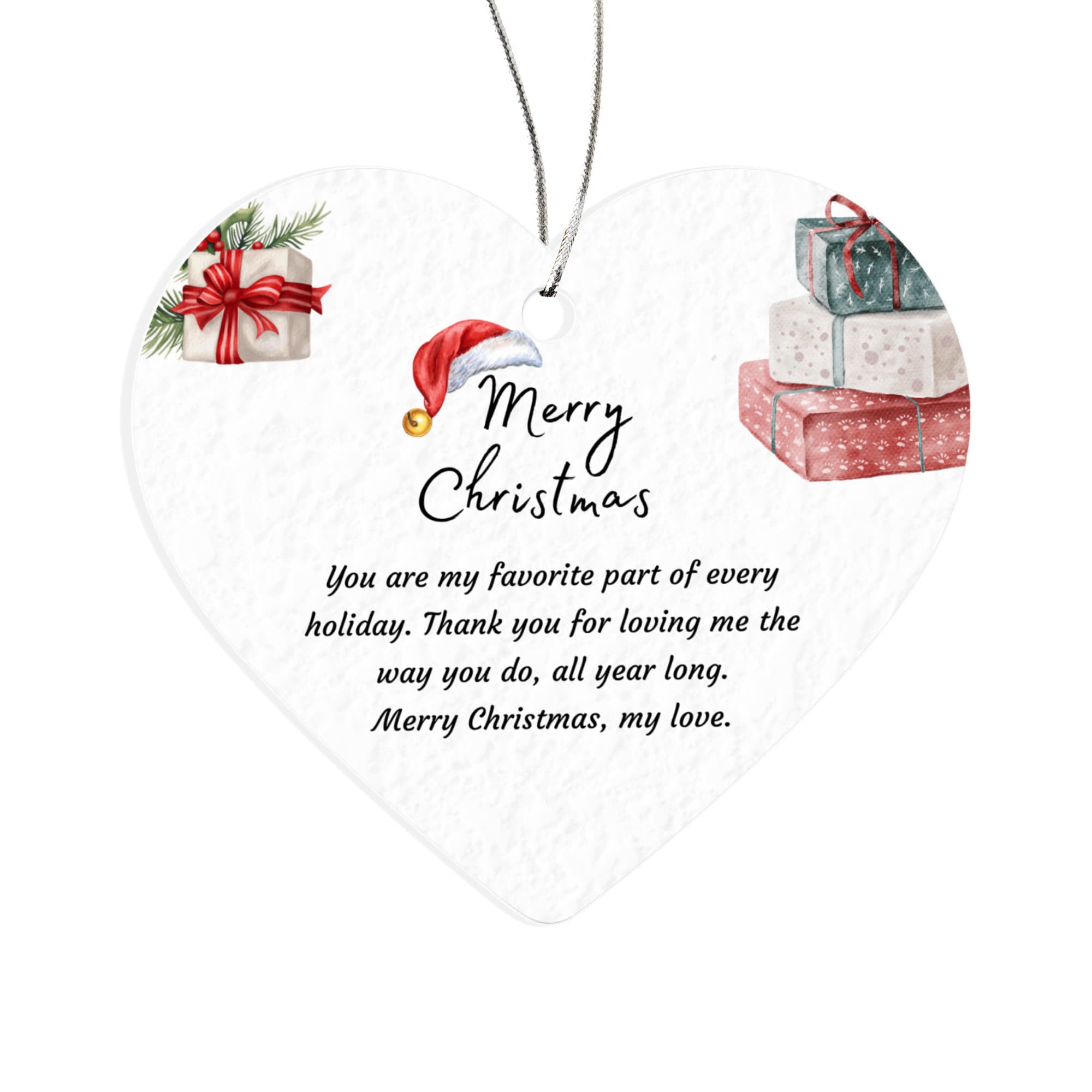 To My Love — Acrylic Heart Christmas Ornament for Husband or Boyfriend | Sentimental Keepsake Gift