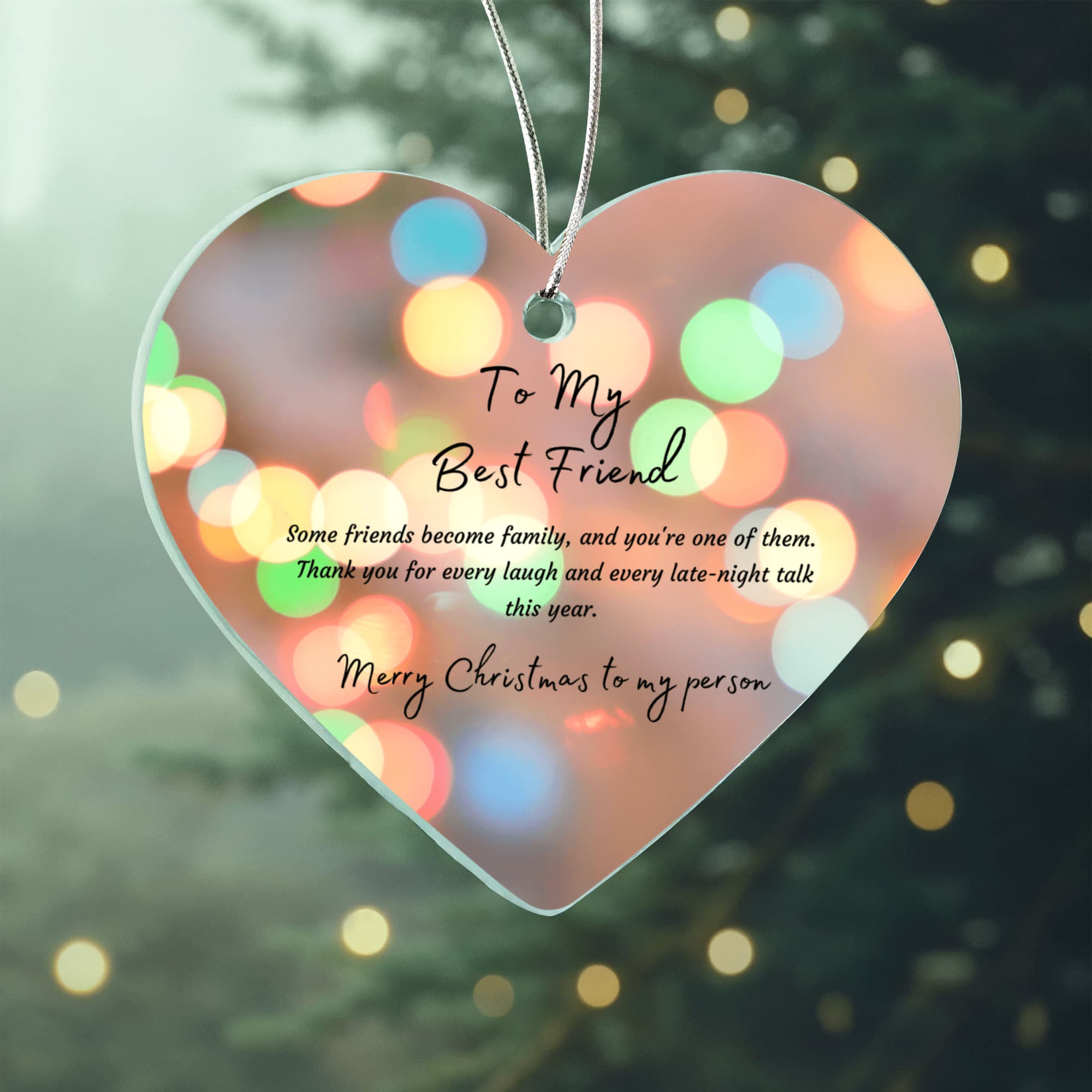 To My Best Friend — Acrylic Heart Christmas Ornament | Friendship Holiday Gift