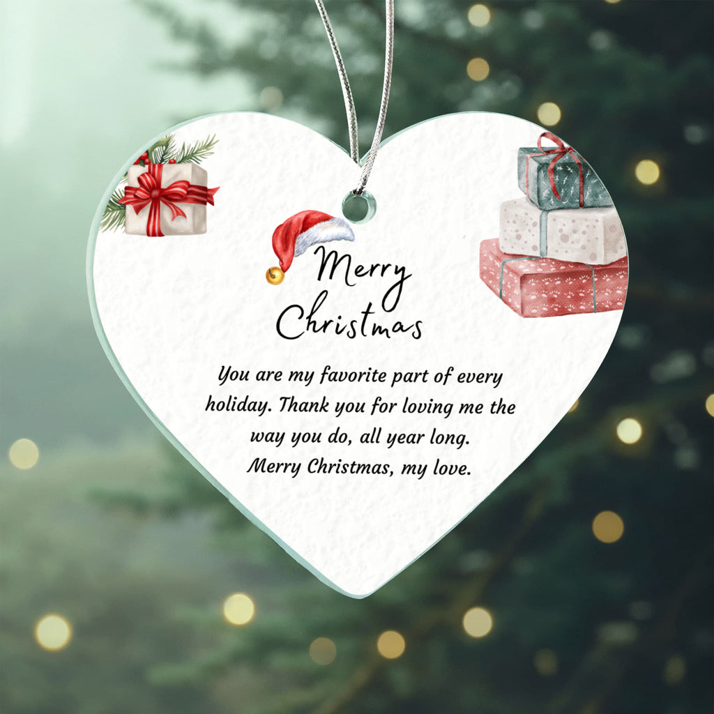 To My Love — Acrylic Heart Christmas Ornament for Husband or Boyfriend | Sentimental Keepsake Gift