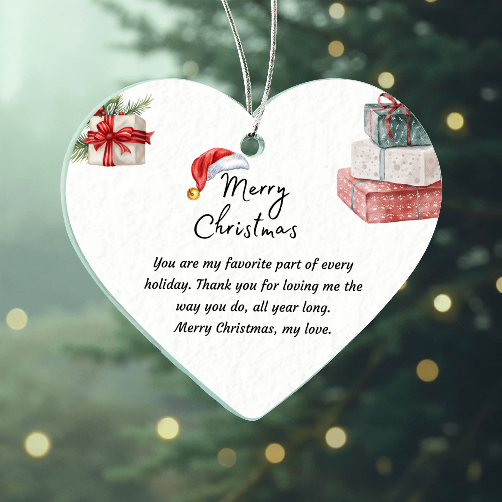To My Love — Acrylic Heart Christmas Ornament for Husband or Boyfriend | Sentimental Keepsake Gift