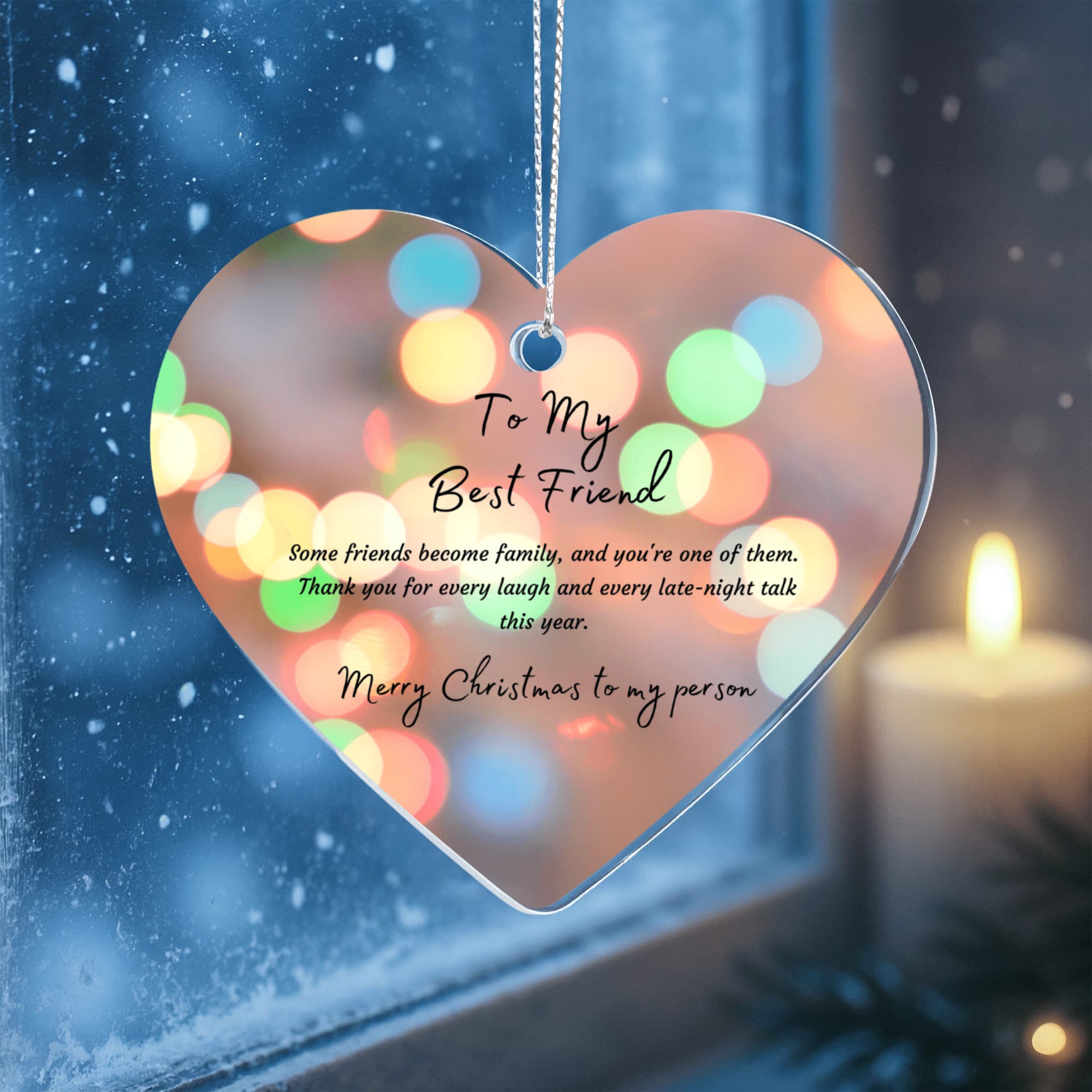 To My Best Friend — Acrylic Heart Christmas Ornament | Friendship Holiday Gift
