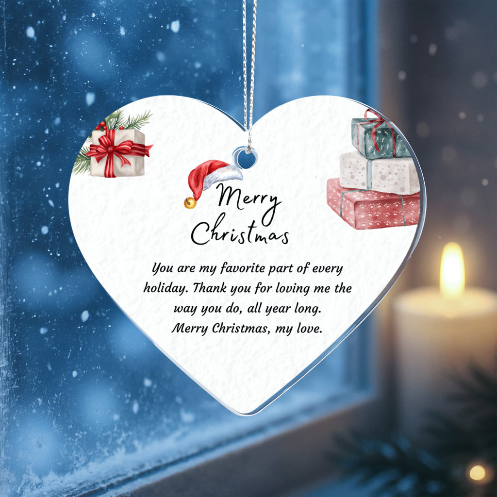 To My Love — Acrylic Heart Christmas Ornament for Husband or Boyfriend | Sentimental Keepsake Gift