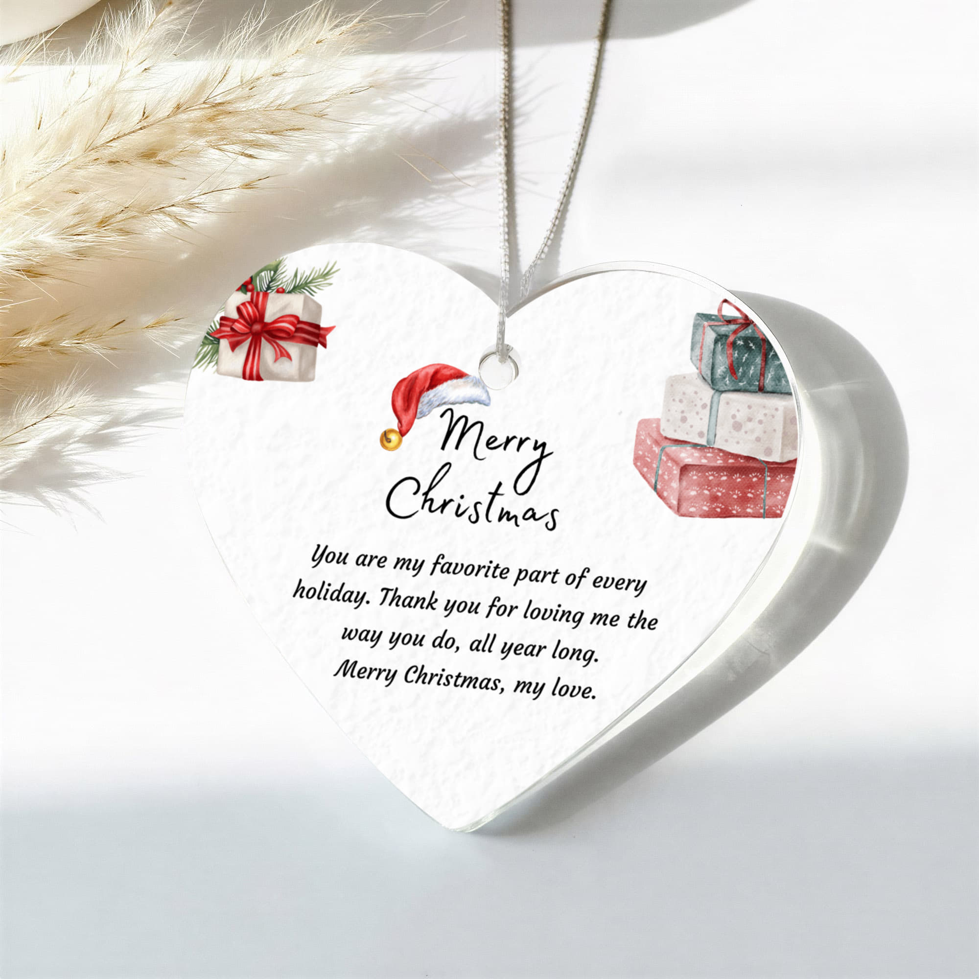 To My Love — Acrylic Heart Christmas Ornament for Husband or Boyfriend | Sentimental Keepsake Gift