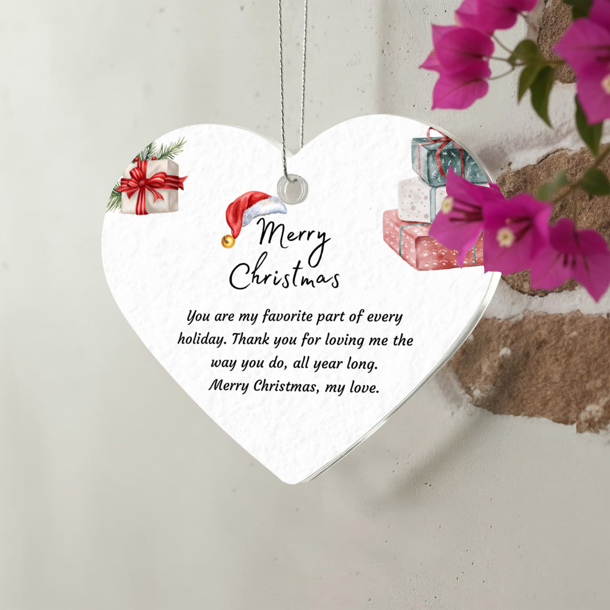To My Love — Acrylic Heart Christmas Ornament for Husband or Boyfriend | Sentimental Keepsake Gift