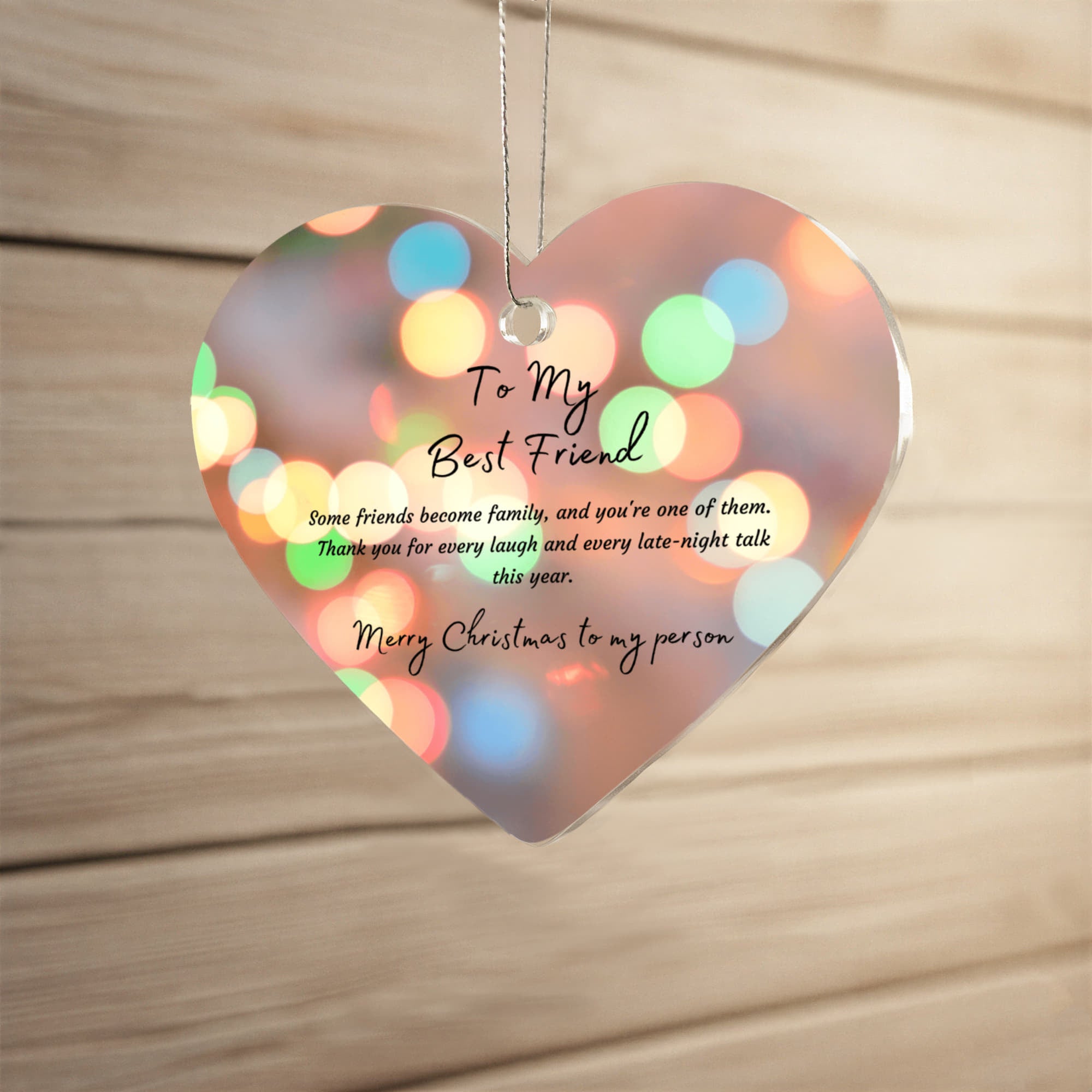 To My Best Friend — Acrylic Heart Christmas Ornament | Friendship Holiday Gift