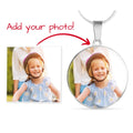 Personalized Photo Circle Pendant Necklace – Custom Engraved, 18K Gold Finish